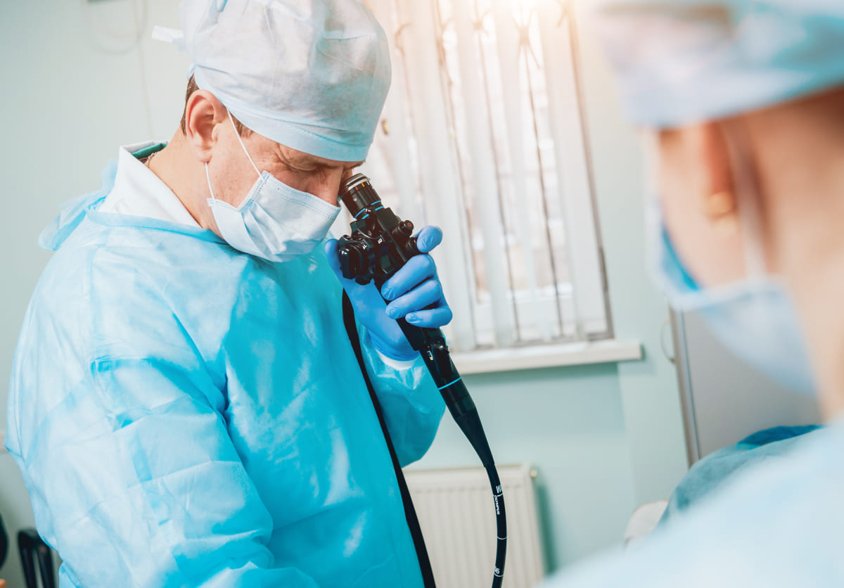 Doctor performing an endoscopic procedure